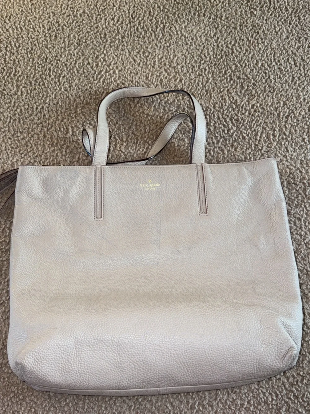 kate spade Pebbled Light Gray Leather Tote